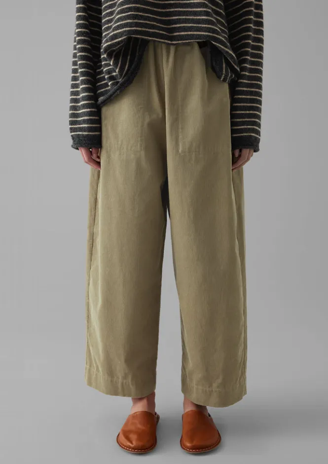Cord|Loungewear-TOAST Organic Cord Barrel Leg Trousers GreenStone