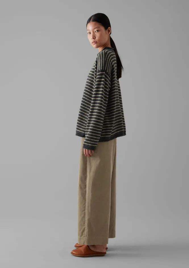 Cord|Loungewear-TOAST Organic Cord Barrel Leg Trousers GreenStone