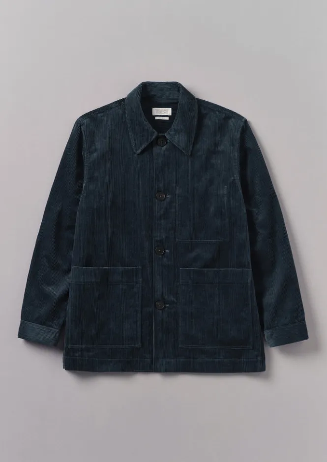 Cord|Coats & Jackets-TOAST Organic Cord Point Collar Jacket DustyNavy