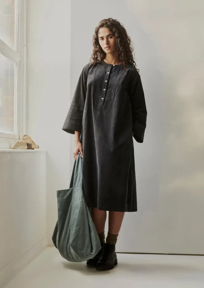 Cord|Loungewear-TOAST Organic Cord Tunic Dress Charcoal