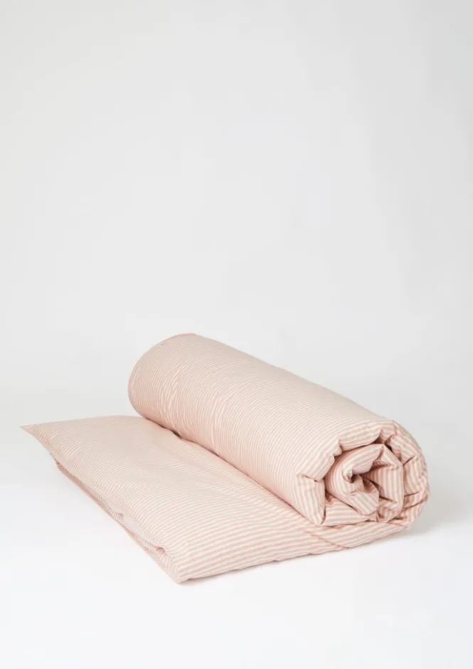 Textiles|Bed Linen-TOAST Organic Cotton Ticking Stripe Duvet Cover Ecru/Rose