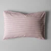 Textiles|Bed Linen-TOAST Organic Cotton Ticking Stripe Housewife Pillowcase Ecru/Rose