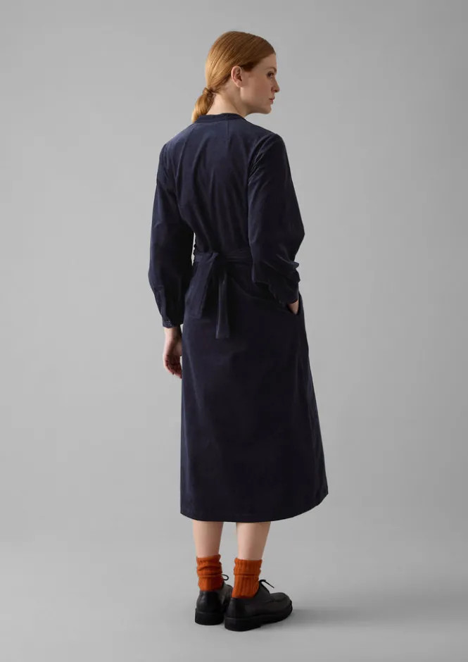 Cord|Dresses-TOAST Organic Needlecord Wrap Dress Navy