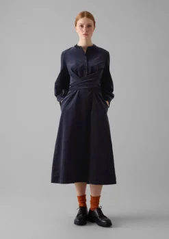 Cord|Dresses-TOAST Organic Needlecord Wrap Dress Navy