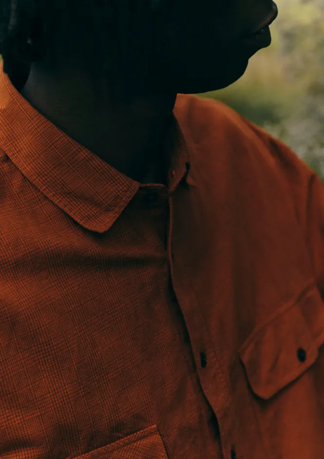 Workwear|Shirts-TOAST Overdyed Check Workwear Shirt MarsRed