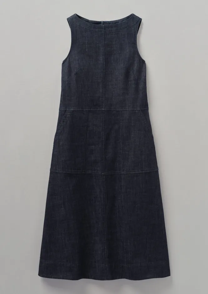Denim|Workwear-TOAST Panelled Organic Denim Dress Indigo