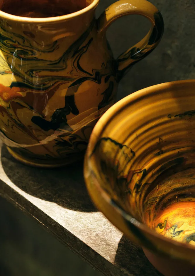 Ceramics-TOAST Poterie Barbotine Marbled Pitcher Honey
