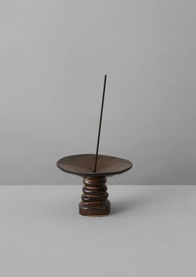 Ceramics|Candles & Holders-TOAST PPP Lab Hand Pinched Stoneware Incense Holder DarkBrown
