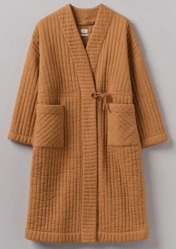 Gowns|Nightwear-TOAST Quilted Cotton Long Gown SoftCaramel