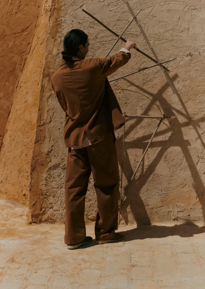 Workwear|Trousers-TOAST Rory Garment Dyed Trousers Sandstone