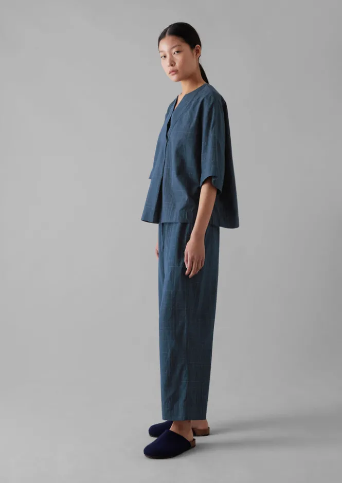 Nightwear-TOAST Sketched Check Cotton Pyjama Trousers Twilight/Ecru