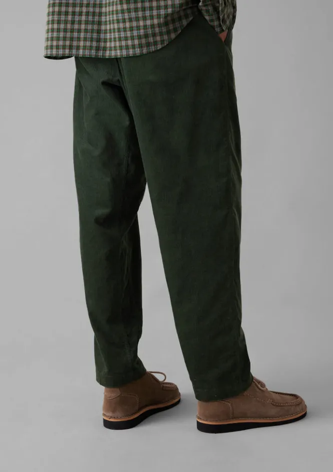 Cord|Trousers-TOAST Soft Organic Cord Drawstring Trousers DarkMineralGreen