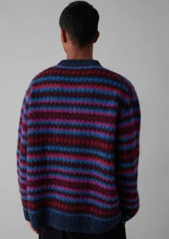 Knitwear-TOAST Soundwave Jacquard Crew Neck Sweater AmethystMulti