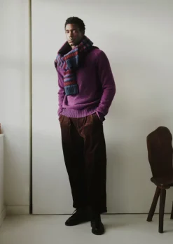 Knitwear-TOAST Soundwave Jacquard Crew Neck Sweater AmethystMulti