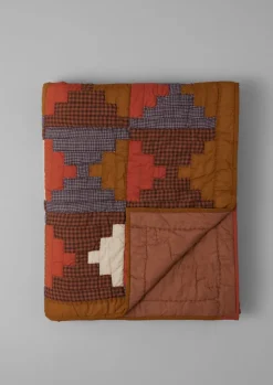 Textiles|Blankets & Throws-TOAST Stacked Check Patchwork Quilt DeepAmber/RustedCoral