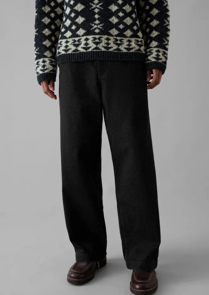 Denim|Trousers-TOAST Straight Leg Denim Trousers Black