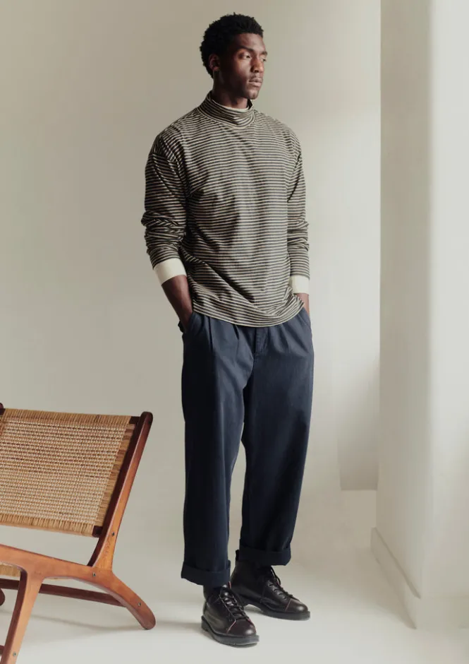 Tops & Tees-TOAST Stripe Cotton Jersey Long Sleeve Tee Grey/Sand