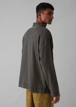 Tops & Tees-TOAST Stripe Cotton Jersey Long Sleeve Tee Grey/Sand