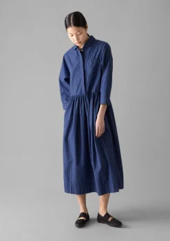 Dresses-TOAST Stripe Poplin Shirt Dress BlueTourmaline