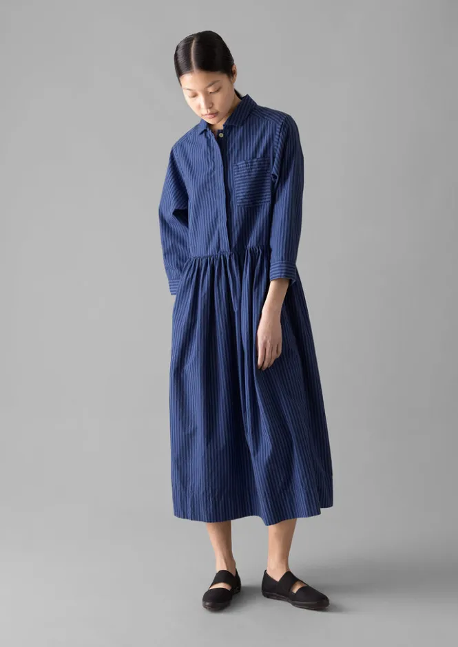 Dresses-TOAST Stripe Poplin Shirt Dress BlueTourmaline