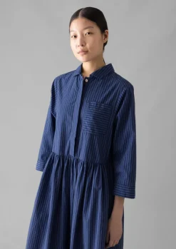 Dresses-TOAST Stripe Poplin Shirt Dress BlueTourmaline