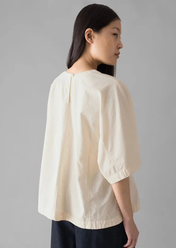 Tops & Tees-TOAST Textured Cotton Poplin V-Neck Top Ecru