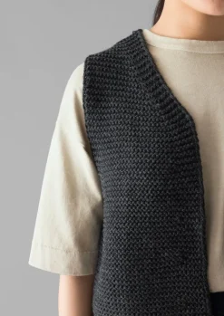 Knitwear-TOAST Textured Knit Gilet Charcoal