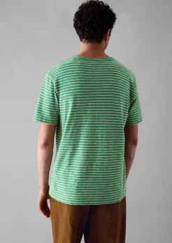 Tops & Tees-TOAST Theo Organic Cotton Stripe Short Sleeve Tee Green/Red
