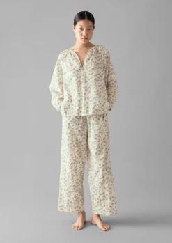 Nightwear-TOAST Trellis Floral Block Print Pyjamas Ecru
