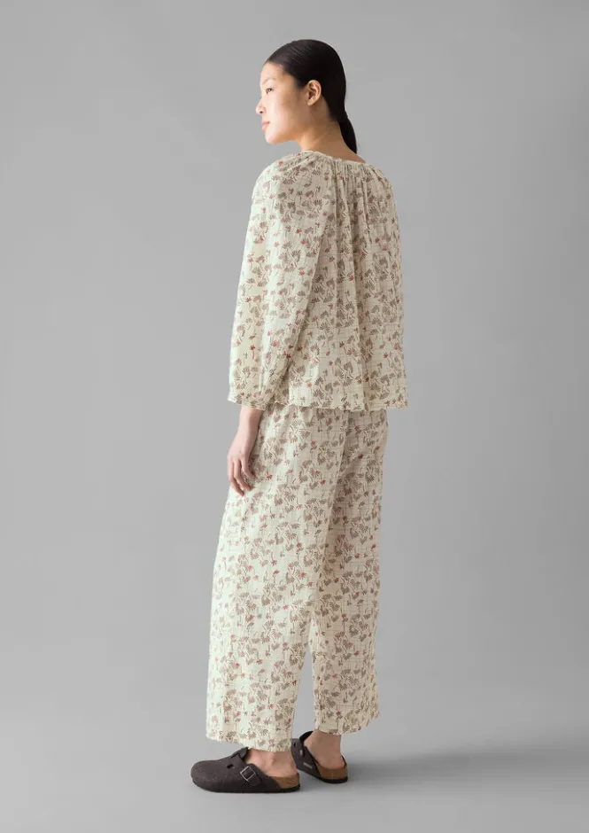 Nightwear-TOAST Trellis Floral Block Print Pyjamas Ecru