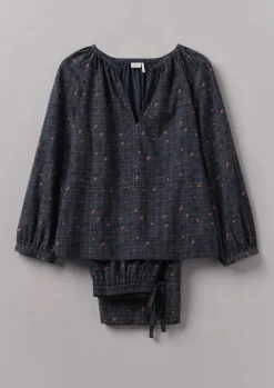 Nightwear-TOAST Trellis Floral Block Print Pyjamas Blueberry