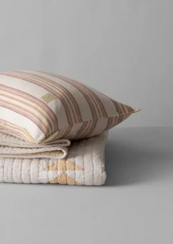 Textiles|Blankets & Throws-TOAST Triangle Patchwork Check Cotton Quilt SoftFern/Sand