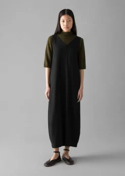 Loungewear|Dresses-TOAST V-Neck Cotton Jersey Dress WashedBlack