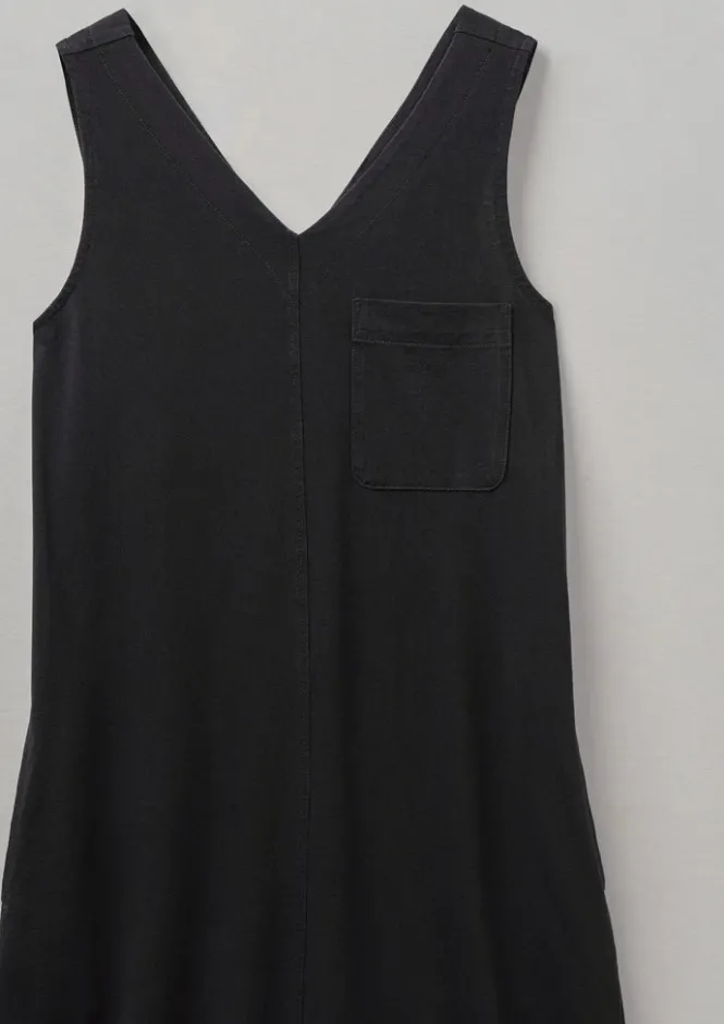 Loungewear|Dresses-TOAST V-Neck Cotton Jersey Dress WashedBlack