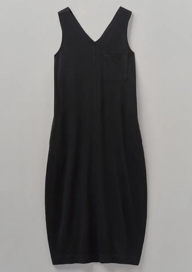 Loungewear|Dresses-TOAST V-Neck Cotton Jersey Dress WashedBlack