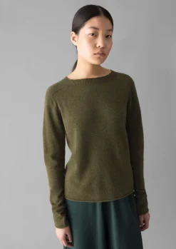Knitwear-TOAST Wool Cashmere Neat Sweater Olive