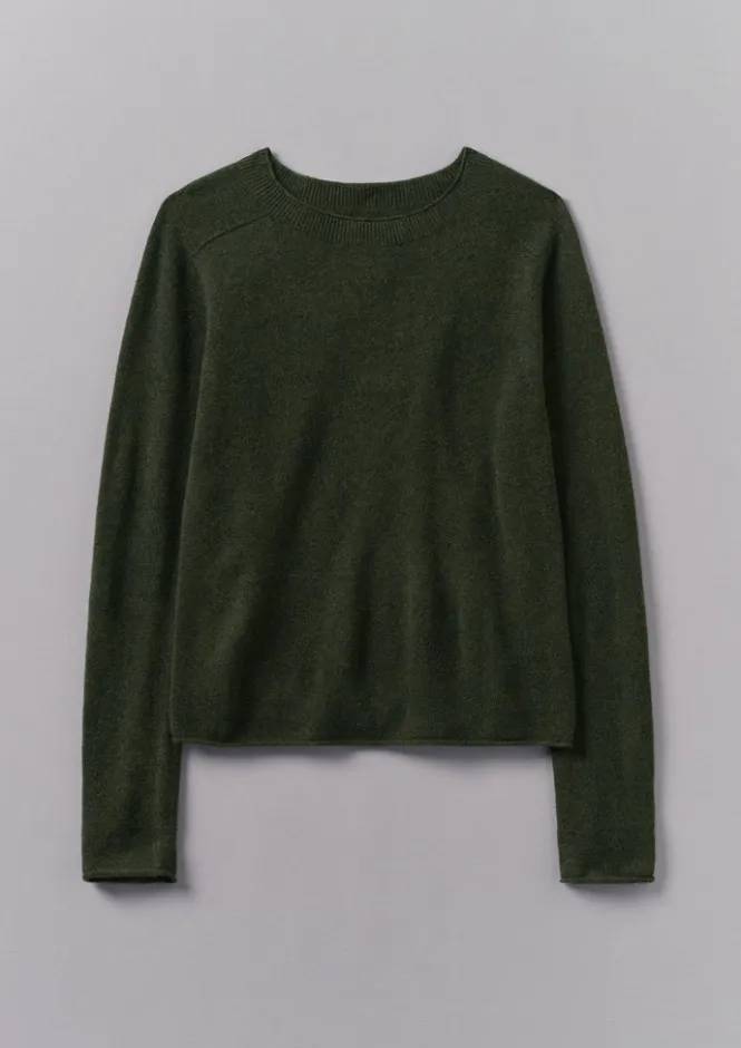 Knitwear-TOAST Wool Cashmere Neat Sweater DarkOlive