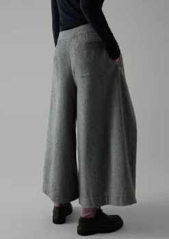 Skirts|Trousers-TOAST Wool Flannel Tie Front Culottes GreyMelange