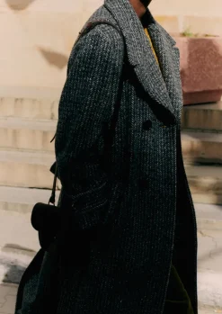 Coats & Jackets-TOAST Wool Herringbone Belted Coat GreyMelange