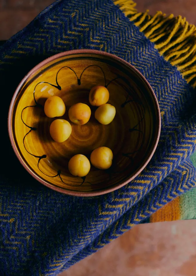 Textiles|Blankets & Throws-TOAST Zig Zag Wool Blanket Navy/Caramel