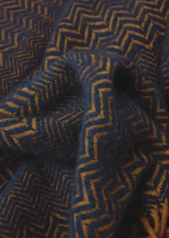 Textiles|Blankets & Throws-TOAST Zig Zag Wool Blanket Navy/Caramel